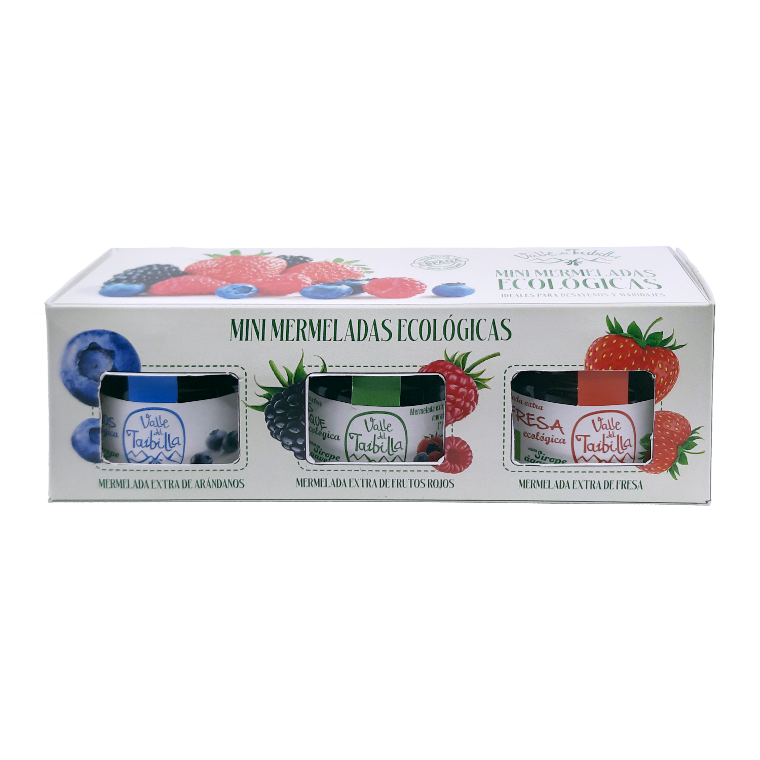 Pack 3 unidades de Minimermeladas de Arándanos, Fresas y Frutos Rojos en caja de 10 uds.